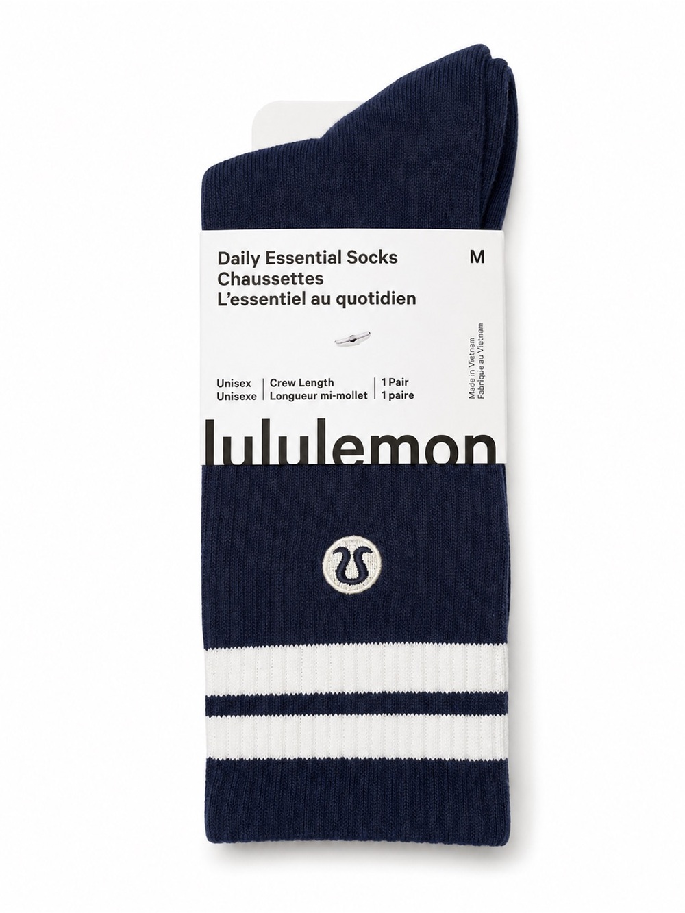 lululemon athletica Daily Essential Crew Socks – Navy/White – Medium – NWT